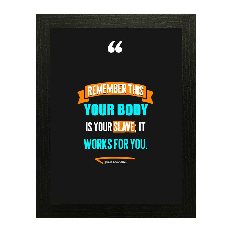 “Your Body is Your Slave” Mental Strength Quote Frame