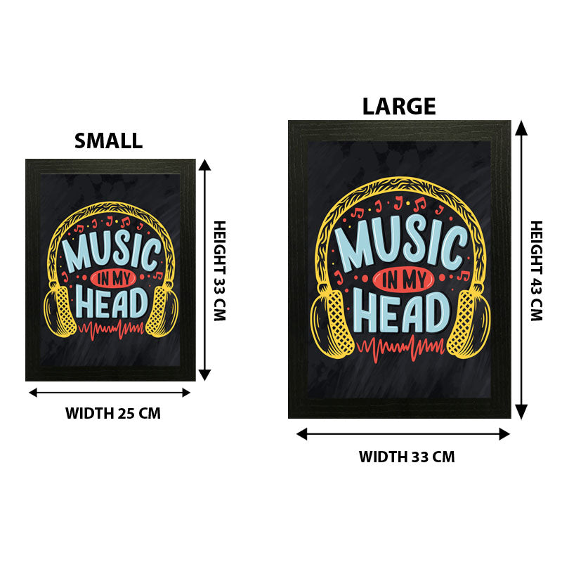 “Music In My Head” Headphones Quote Frame