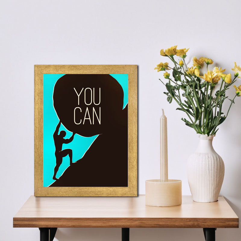 "You Can" Minimal Motivational Wall Frame – Dual Color Abstract