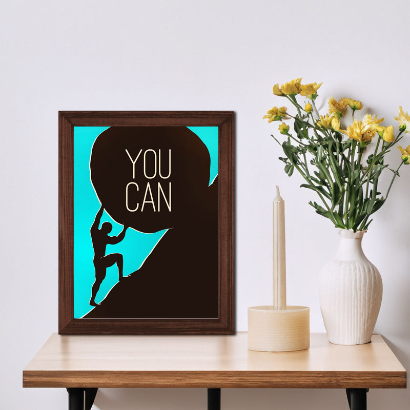 "You Can" Minimal Motivational Wall Frame – Dual Color Abstract