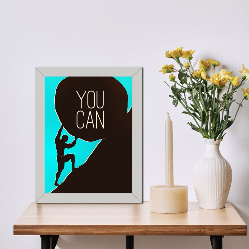 "You Can" Minimal Motivational Wall Frame – Dual Color Abstract