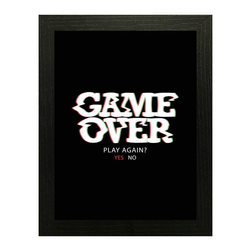 "Game Over" Bold Typography Frame – Gamer's Themed Wall Art