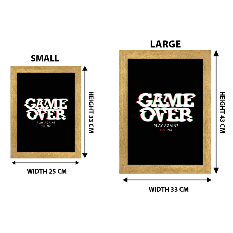 "Game Over" Bold Typography Frame – Gamer's Themed Wall Art