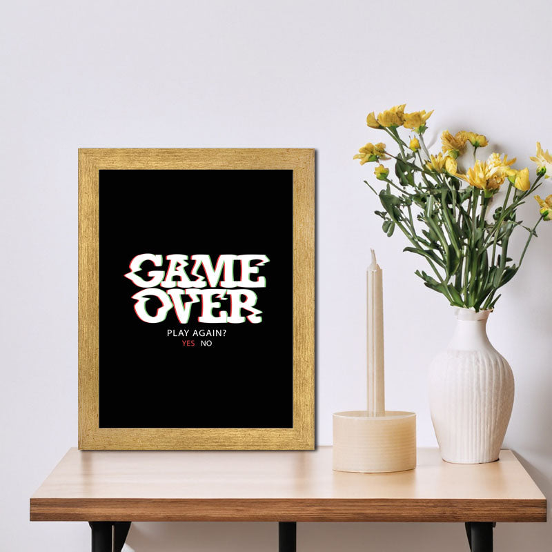 "Game Over" Bold Typography Frame – Gamer's Themed Wall Art