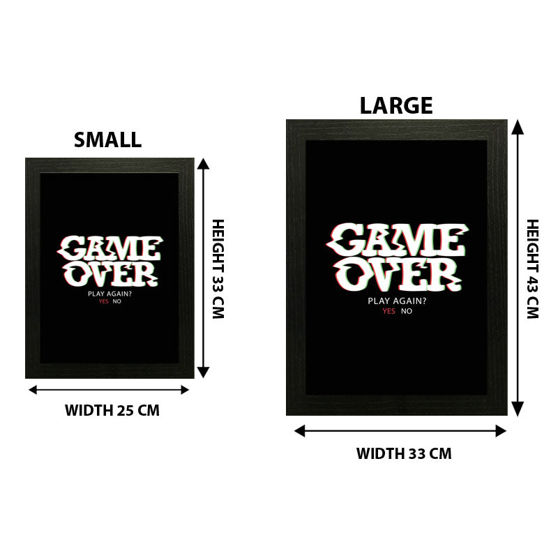 "Game Over" Bold Typography Frame – Gamer's Themed Wall Art