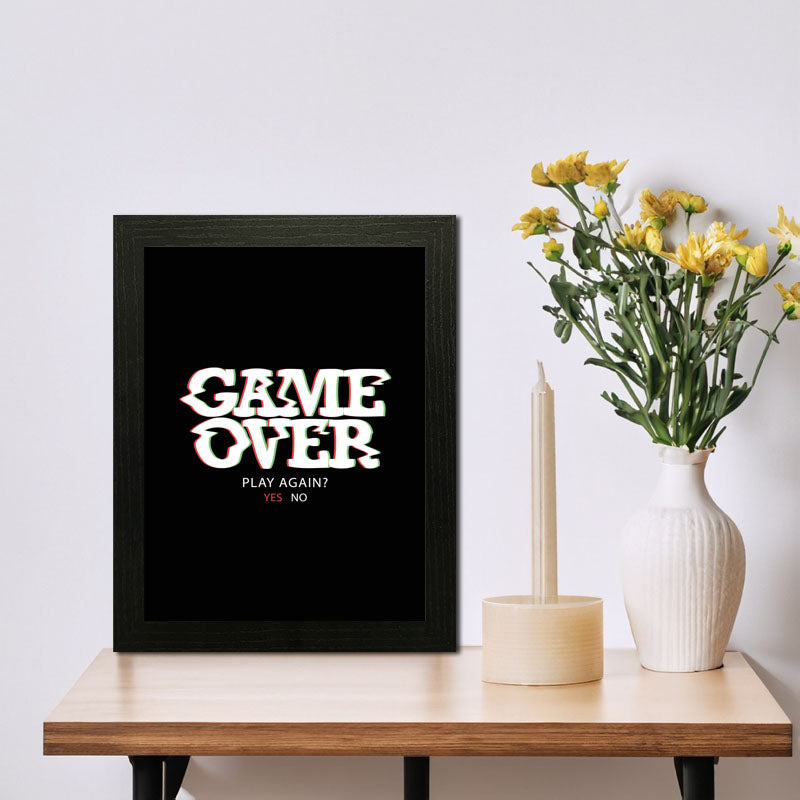 "Game Over" Bold Typography Frame – Gamer's Themed Wall Art