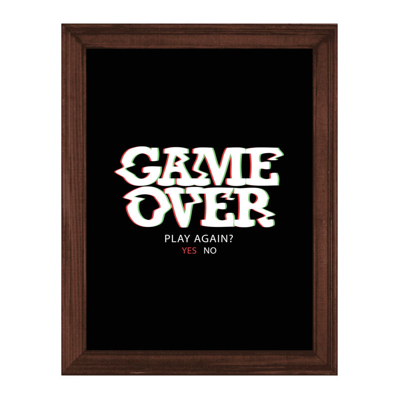 "Game Over" Bold Typography Frame – Gamer's Themed Wall Art