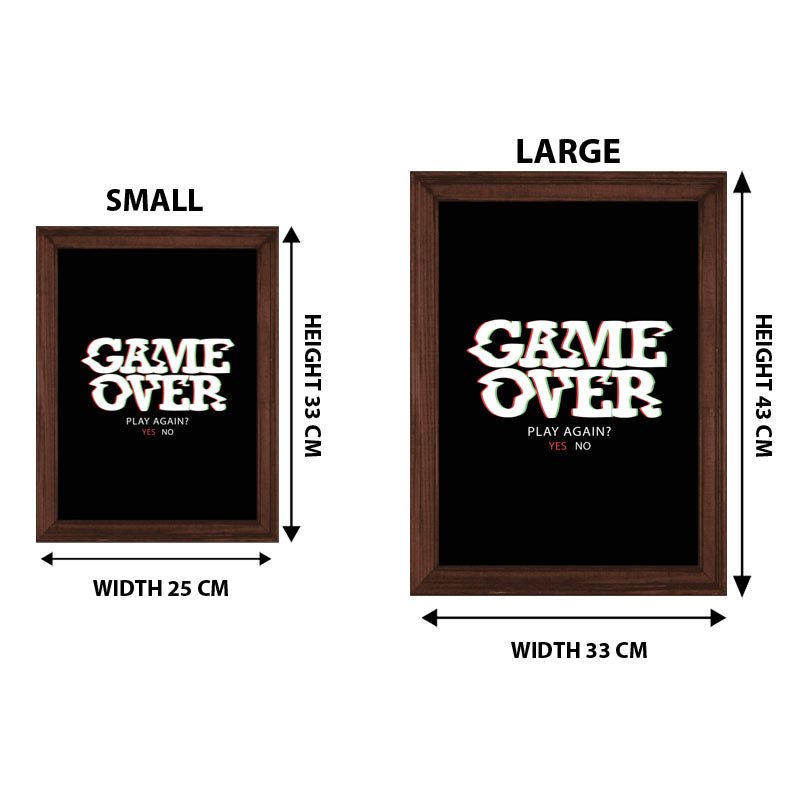 "Game Over" Bold Typography Frame – Gamer's Themed Wall Art