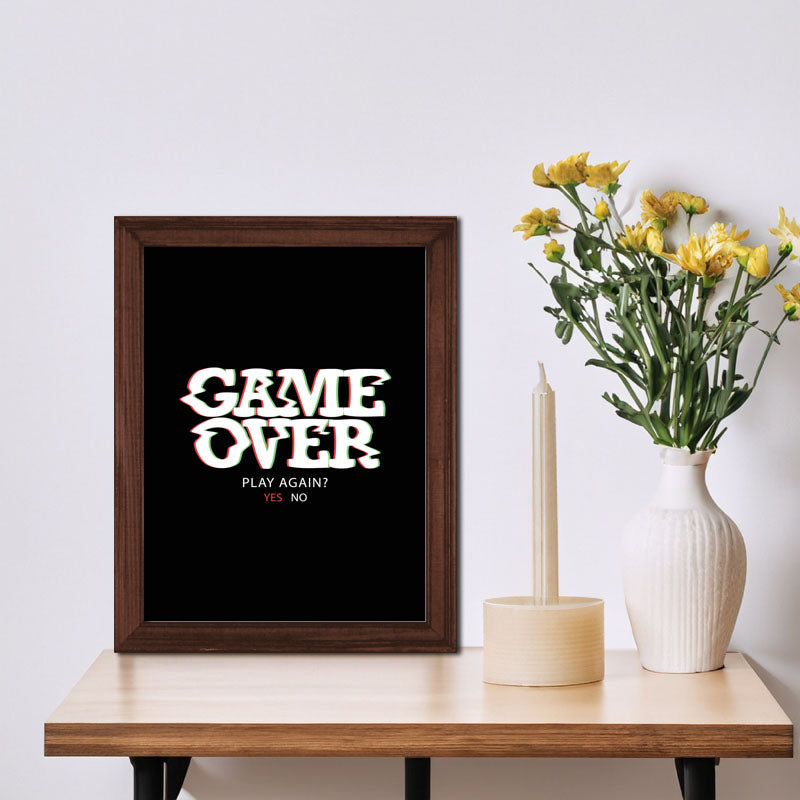 "Game Over" Bold Typography Frame – Gamer's Themed Wall Art