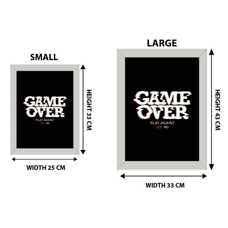 "Game Over" Bold Typography Frame – Gamer's Themed Wall Art