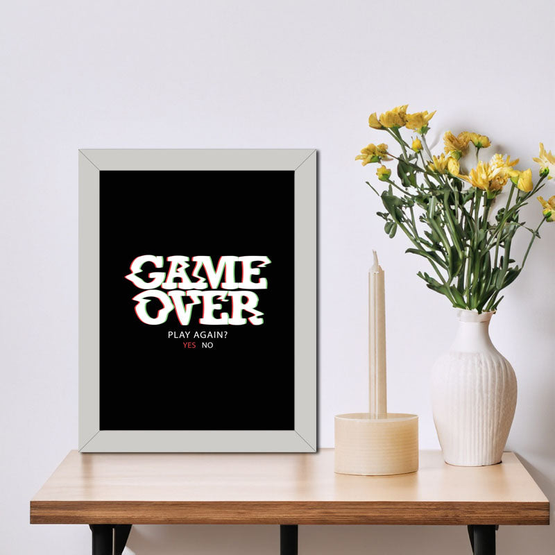 "Game Over" Bold Typography Frame – Gamer's Themed Wall Art