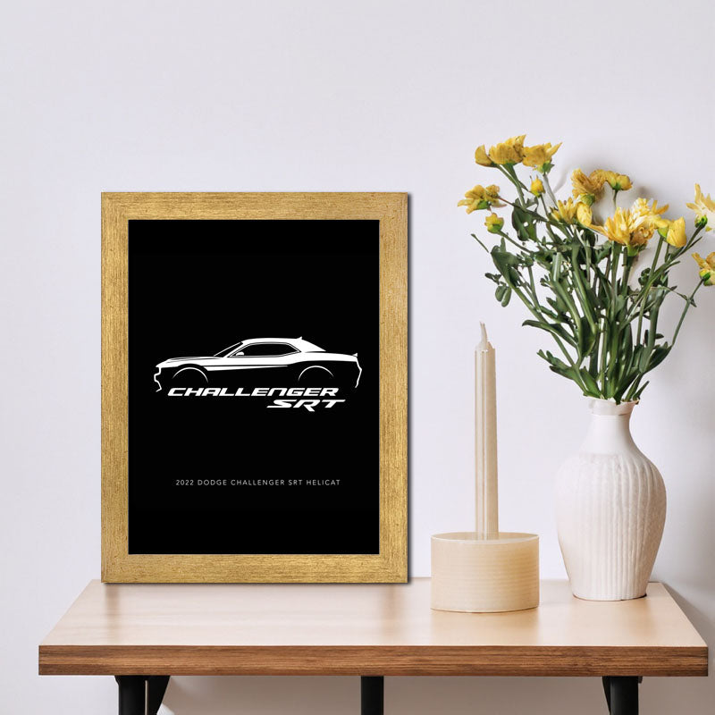 "Challenger SRT" Wall Art – Sleek Monochrome Vehicle Frame