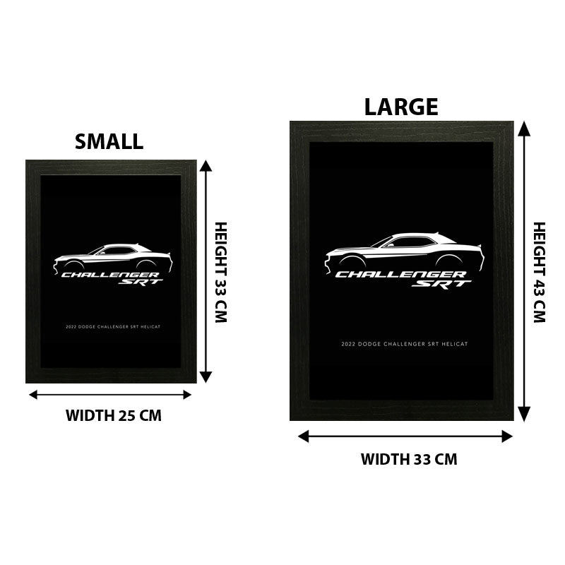 "Challenger SRT" Wall Art – Sleek Monochrome Vehicle Frame