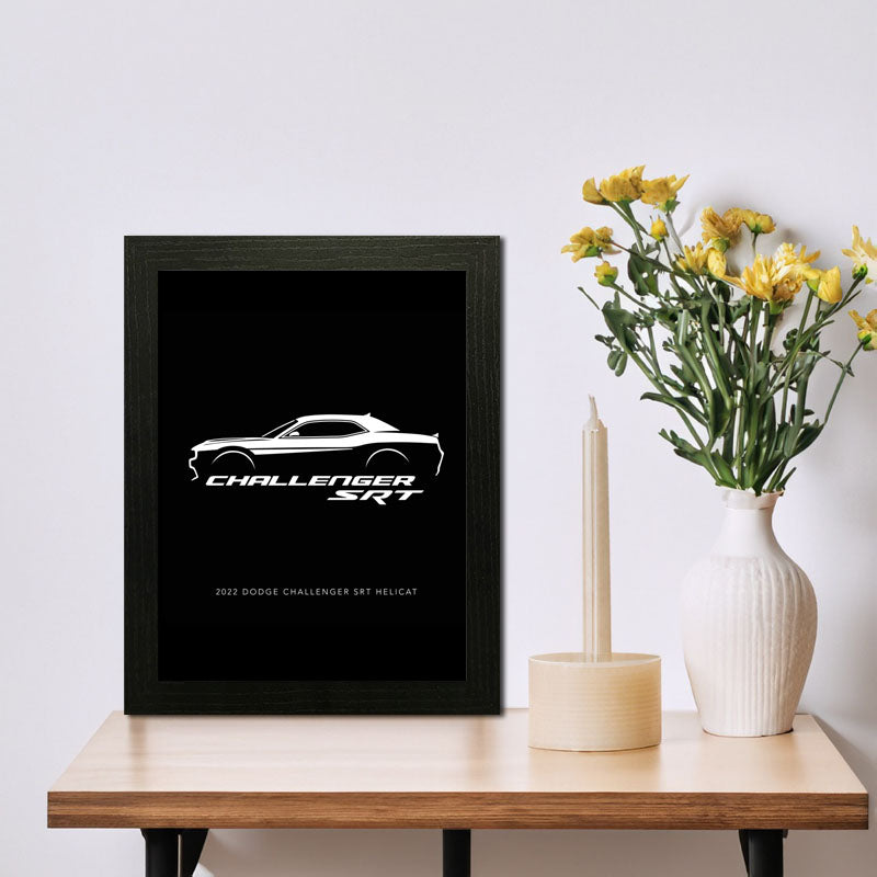 "Challenger SRT" Wall Art – Sleek Monochrome Vehicle Frame