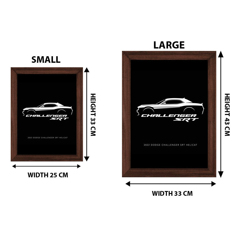 "Challenger SRT" Wall Art – Sleek Monochrome Vehicle Frame