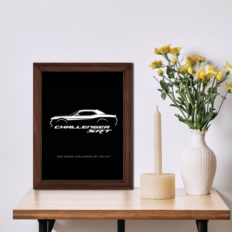 "Challenger SRT" Wall Art – Sleek Monochrome Vehicle Frame