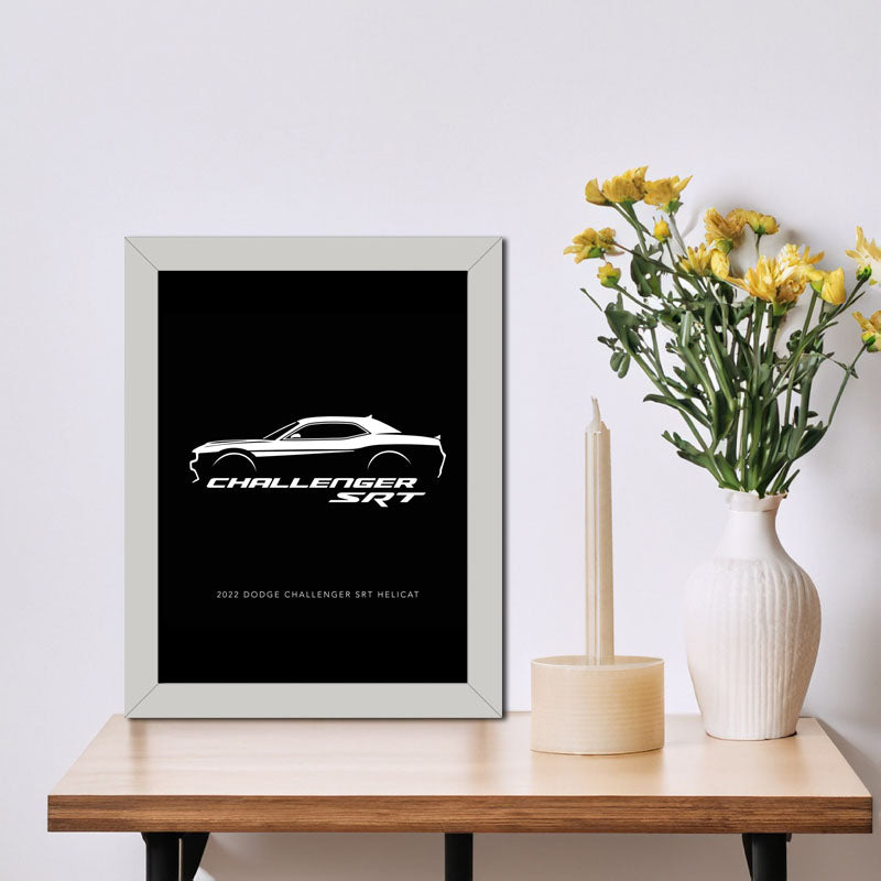 "Challenger SRT" Wall Art – Sleek Monochrome Vehicle Frame