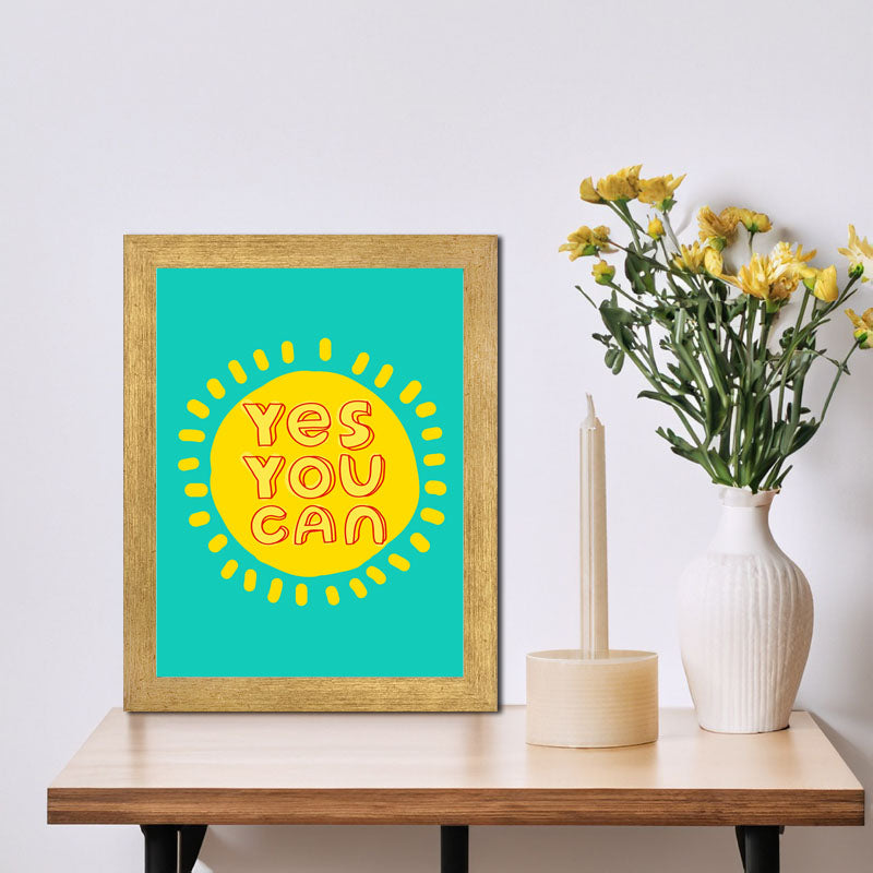 "Yes You Can" Minimal Yellow Quote Frame – Motivational Decor