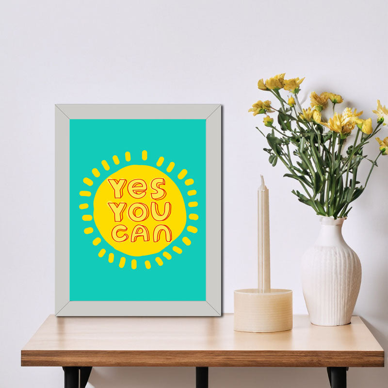 "Yes You Can" Minimal Yellow Quote Frame – Motivational Decor
