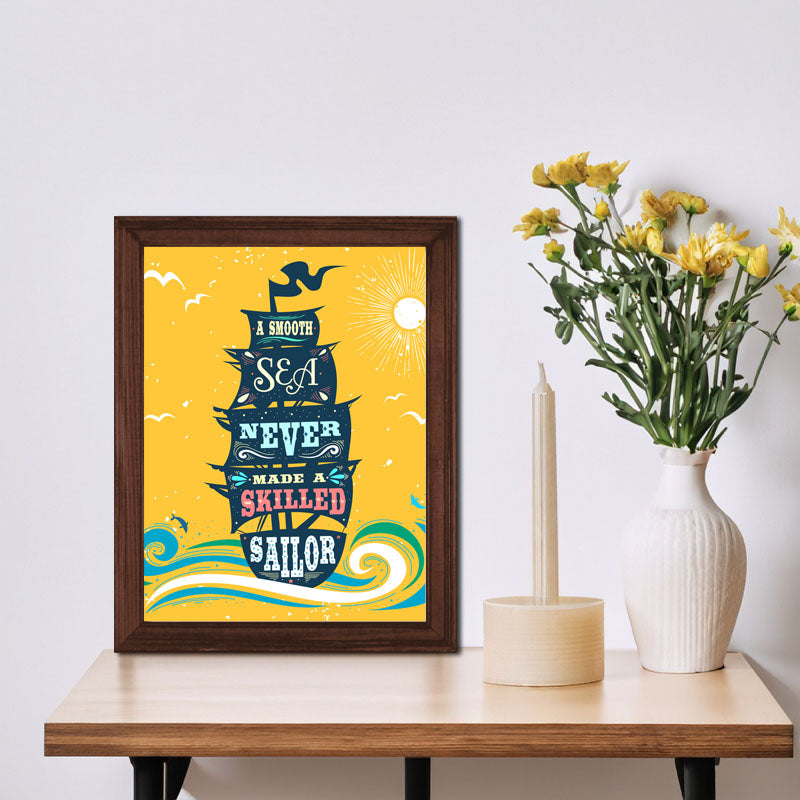 "Set Sail to New Horizons" Wall Frame – Nautical Motivation Poster