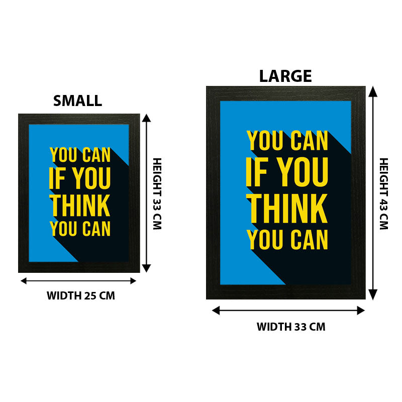 "You Can If You Think You Can" Yellow & Blue Quote Poster