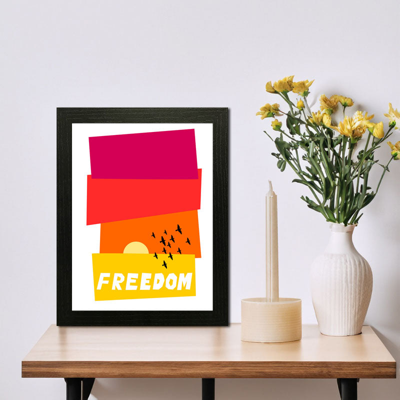 "Freedom" Wall Frame – Minimal Bold Abstract Typography Decor