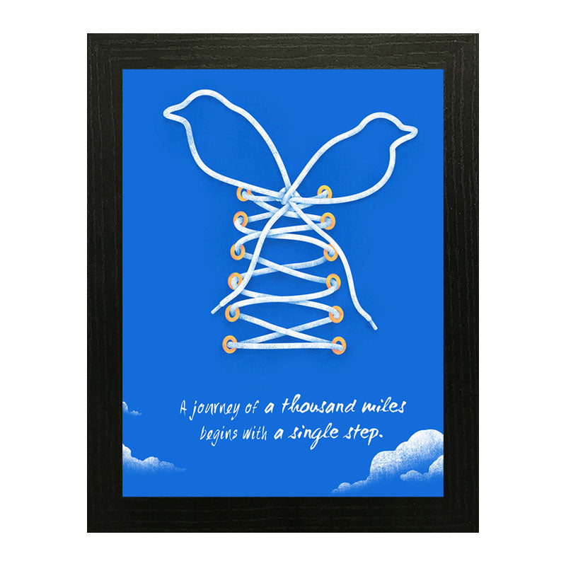 "A Journey of a Thousand Miles…" Quote Poster – Simple Blue Travel Inspiration