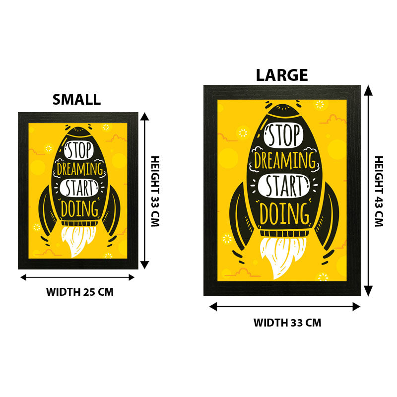 "Stop Dreaming, Start Doing" Wall Frame – Action-Focused Yellow Poster