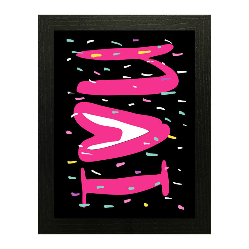 "LOVE" Bold Pink and Black Wall Art – Minimal Valentine Typography Poster