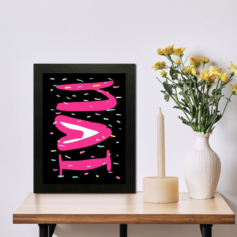 "LOVE" Bold Pink and Black Wall Art – Minimal Valentine Typography Poster