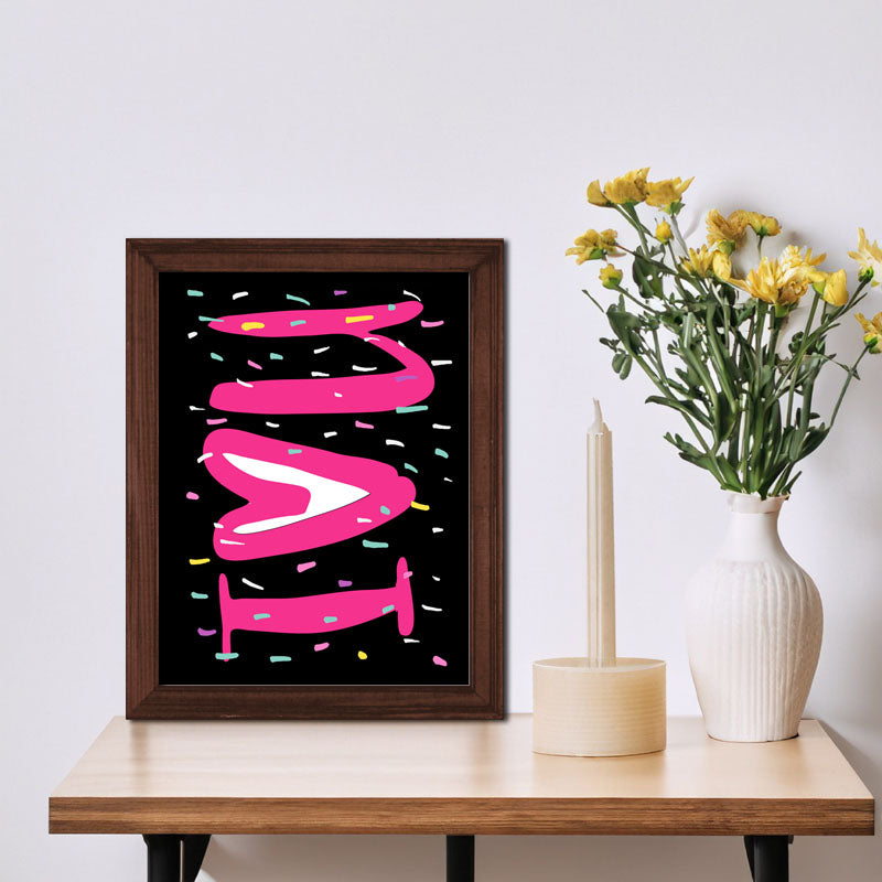"LOVE" Bold Pink and Black Wall Art – Minimal Valentine Typography Poster