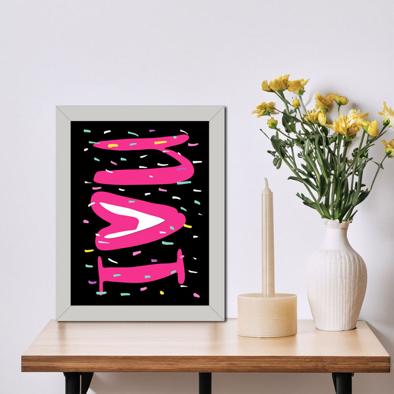 "LOVE" Bold Pink and Black Wall Art – Minimal Valentine Typography Poster